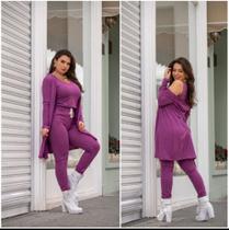 Conjunto lanzinha feminino 3 peças calça regata cardigan Conjunto lanzinha feminino 3 peças calça regata cardigan