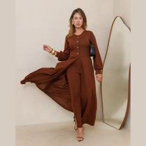 Conjunto Lanzinha Feminino Vestido Com Fenda E Calça Justa Conjunto Lanzinha Feminino Vestido Com Fenda E Calça Justa