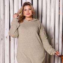 Conjunto Lanzinha Pantalona Calça Reta e Blusa Com Capuz Plus Size