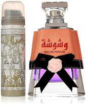 Conjunto Lattafa Washwashah para Mulheres - 100ml Eau de Parfum + 50ml Desodorante Conjunto Lattafa Washwashah para Mulheres - 100ml Eau de Parfum + 50ml Desodorante