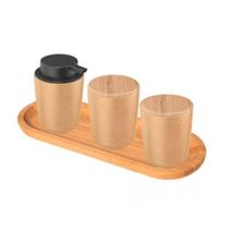 Conjunto Lavabo Com Bandeja Bambu - Caramelo Marmorizado