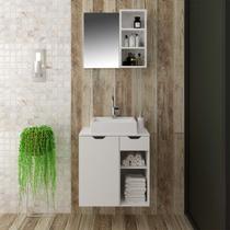 Conjunto Lavabo com Espelho e Cuba Branco Tecno Mobili