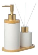 Conjunto Lavabo Difusor Com Bandeja Dispenser Líquido Aromatizador 374