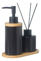 Conjunto Lavabo Difusor Com Bandeja Dispenser Líquido Aromatizador 374