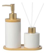 Conjunto Lavabo Difusor Dispenser Líquido Bambu 374