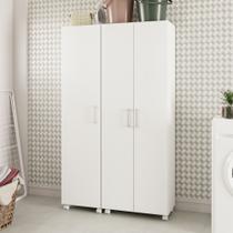 Conjunto Lavanderia Armário 1 Porta e Armário 2 Portas 3 Prateleiras Pés Rodízio em Mdp