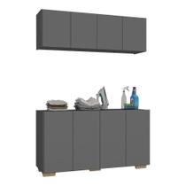 Conjunto Lavanderia Armário Aéreo/Balcão Grafite Conjunto Lavanderia Armário Aéreo/Balcão Grafite