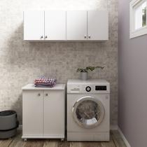 Conjunto Lavanderia Multiuso 3 Peças 1 Balcão BL3300 e 2 Armários Aéreos Alto AM3104