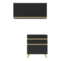 Conjunto Lavanderia Multiuso Armário E Balcão Preto