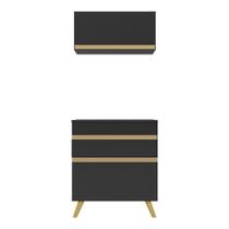 Conjunto Lavanderia Multiuso Armário E Balcão Preto