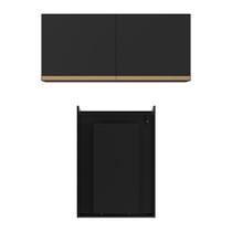 Conjunto Lavanderia Multiuso Armário E Mesa Dobrável Preto