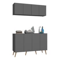 Conjunto Lavanderia Retrô Multiuso Armário Aéreo E Balcão Mp5053 Grafite natural