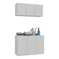 Conjunto Lavanderia Suspenso Armário Aéreo/Balcão Branco