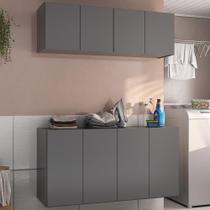 Conjunto Lavanderia Suspenso Multiuso Armário Aéreo e Balcão 4 Portas Multimóveis MP5052