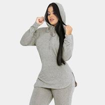 Conjunto lazinha Feminino Blusa Com Capuz Manga Longa Calça Com Bolso