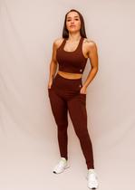 Conjunto Legging Bolso + Top Decote U Confort - Coffe Conjunto Legging Bolso + Top Decote U Confort - Coffe