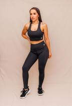 Conjunto Legging Bolso + Top Decote U Confort - Preto - HNR