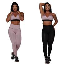 Conjunto Legging Dupla Face Blackout Gloss Rose + Top Moving Conjunto Legging Dupla Face Blackout Gloss Rose + Top Moving