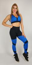 Conjunto Legging e Top Recortes Preto e Azul Conjunto Legging e Top Recortes Preto e Azul