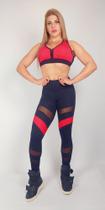 Conjunto Legging e Top Recortes Preto e Vermelho Conjunto Legging e Top Recortes Preto e Vermelho