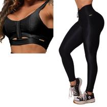 Conjunto Legging Empina Bumbum + Top Glossy Preto Moving Conjunto Legging Empina Bumbum + Top Glossy Preto Moving