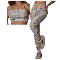 Conjunto Legging Empina Bumbum + Top Newspaper Moving