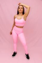 Conjunto Legging Lisa e Top Decote Alça Confortável - Rosa Chiclete