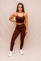 Conjunto Legging Lisa + Top Decote Alça Confort - Coffe