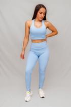 Conjunto Legging Lisa + Top Decote U Confort - Azul Frozen - Conforto e Estilo para Atividades Físicas