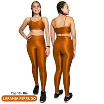 Conjunto Legging + Top Bia Aveludado Compressão Poliamida