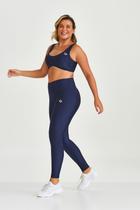 Conjunto Legging + Top Canelado Trilobal CajuBrasil Azul Eclipse M 40/42