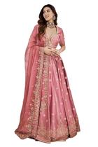 Conjunto Lehenga Choli TRENDMALLS em Cetim com Bordado, Cor Dark Peach, tamanho G