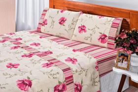 Conjunto Lencol Casal King Size Requinte Algodao Rose