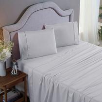 Conjunto Lençol King Size 400 Fios com Elástico e Fronha Ponto Palito Extra Macio Aveludado 4 Peças