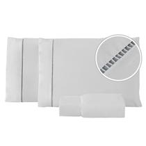 Conjunto Lençol Queen 200 Fios Ponto Palito Kit Roupa Jogo Cama Box 100% Algodão 3 Peças Extra Macio