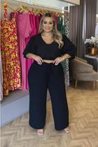 Conjunto Letícia Cropped Calça Black Plus Size