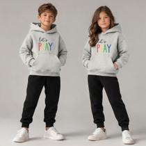 Conjunto Lets Play Infantil Moletom Com Capuz e Calça Ajuste Perfeito