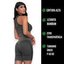 Conjunto LEVANTA BUMBUM SHORT + TOP Alça media Sem Costura Cintura Alta Ginástica 876