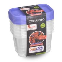Conjunto Leve 5 Pague 4 Potes Retangulares Graduados 600 ml