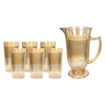 Conjunto Lila Com Jarra E 6 Copos De Vidro - Ambar Conjunto Lila Com Jarra E 6 Copos De Vidro - Ambar