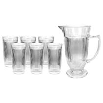 Conjunto Lila Com Jarra E 6 Copos De Vidro - Transparente Conjunto Lila Com Jarra E 6 Copos De Vidro - Transparente