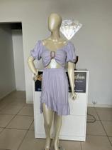Conjunto Lilás de Viscose Saia Cropped com Bojo - Veste 36/38