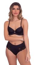 Conjunto lingerie 3 Pregas com calcinha lateral de renda fio duplo