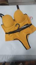 Conjunto lingerie amarelo bolinhas GG Conjunto lingerie amarelo bolinhas GG
