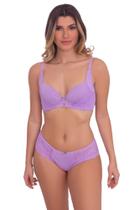 Conjunto lingerie base espuma detalhe em renda, calcinha renda lateral