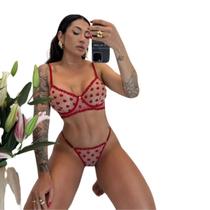 Conjunto Lingerie C/Aro Especial Renda E Tule Queen Vermelho