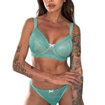 Conjunto Lingerie C/Aro Especial Renda Tacyla Azul Conjunto Lingerie C/Aro Especial Renda Tacyla Azul
