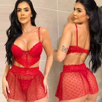 Conjunto Lingerie C/ Saia Miranda Tamanho:PCor:Vermelho Conjunto Lingerie C/ Saia Miranda Tamanho:PCor:Vermelho
