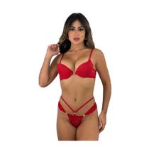 Conjunto Lingerie Calcinha Confortavel Sutia Bojo Geisa Vermelho