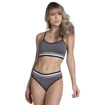 Conjunto Lingerie Calcinha Cós Alto Top Sem Bojo